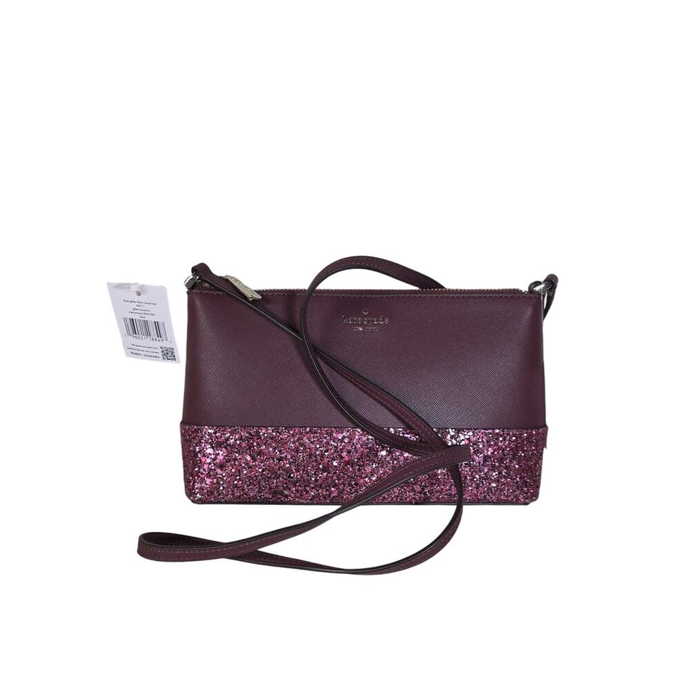 Kate Spade New York Flash Glitter Crossbody Burgundy Cherrywood Bag NWT